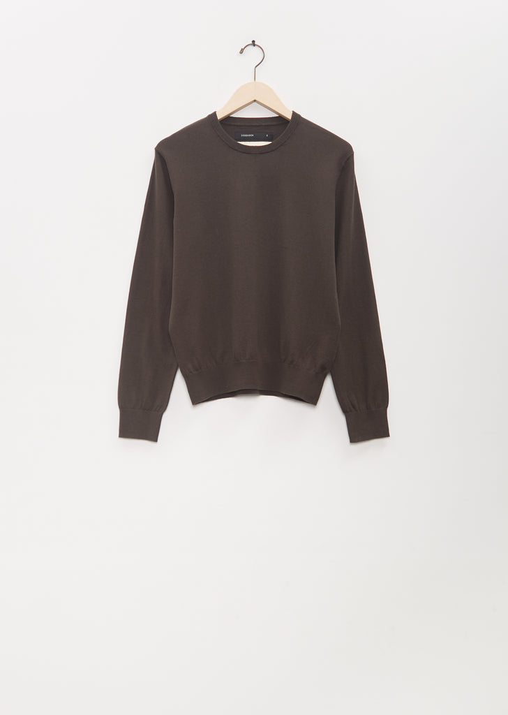 Cotton Cashmere Mini R-Neck Sweater — Black Olive