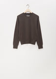 Cotton Cashmere Mini R-Neck Sweater — Black Olive