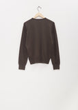 Cotton Cashmere Mini R-Neck Sweater — Black Olive