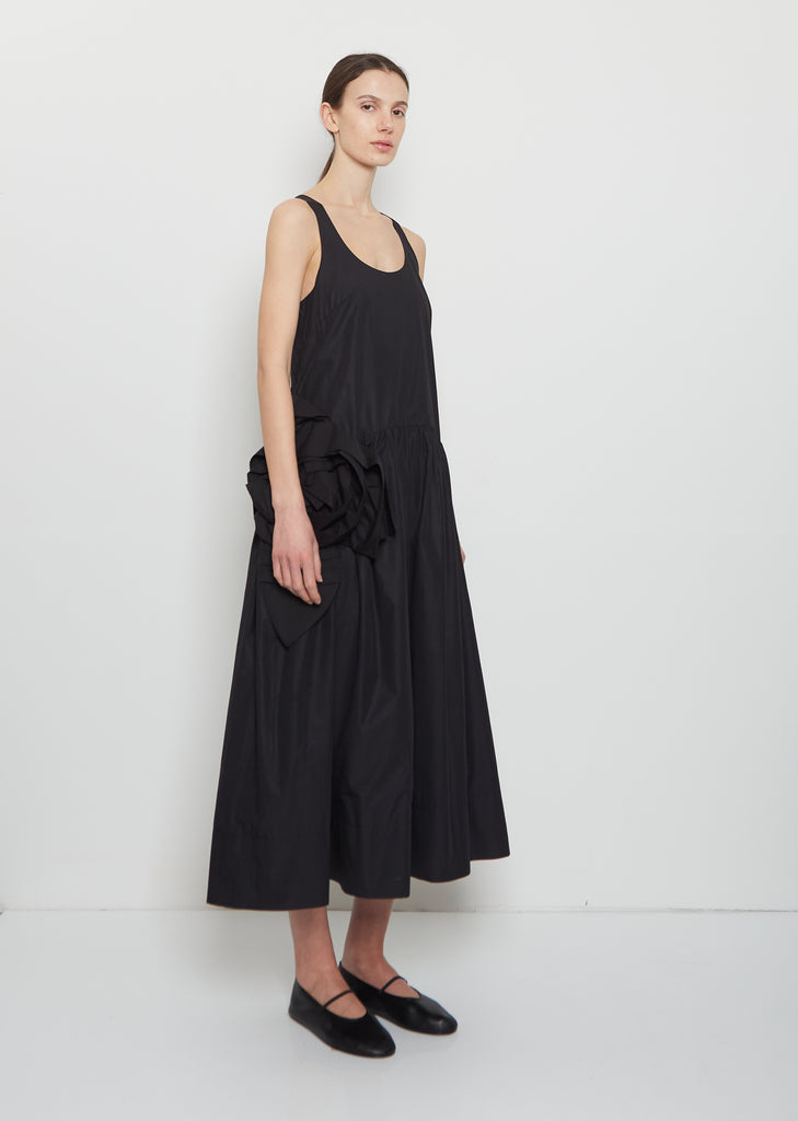 Pressed Rosette Cotton Flounce Dress