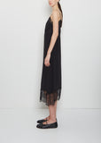 Silk Blend Lace Trim Slip Dress — Black