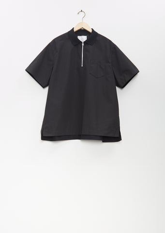 Cotton Poplin Polo Shirt — Black