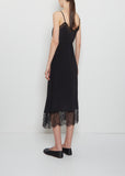 Silk Blend Lace Trim Slip Dress — Black