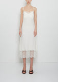 Silk Blend Lace Trim Slip Dress — Cream