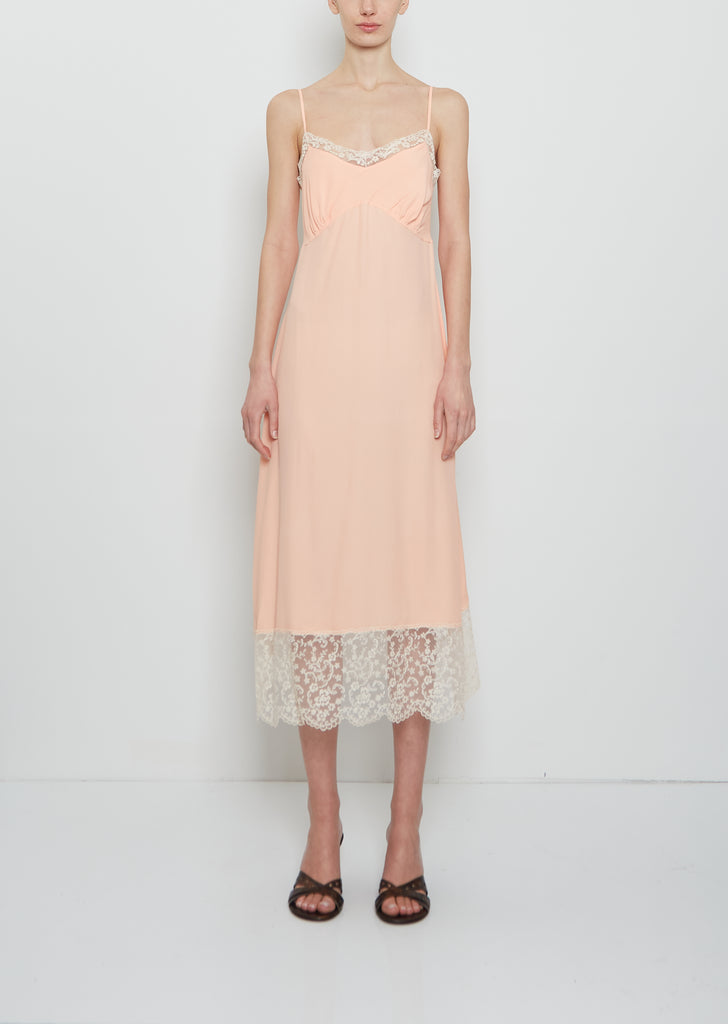 Silk Blend Lace Trim Slip Dress — Clementine