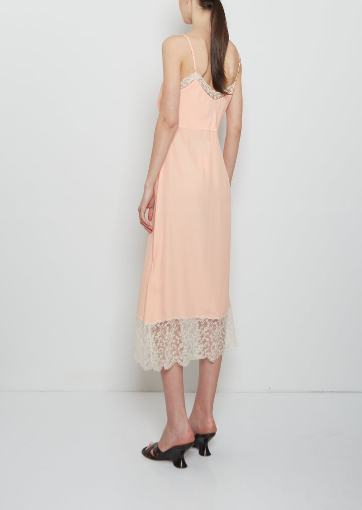 Silk Blend Lace Trim Slip Dress — Clementine