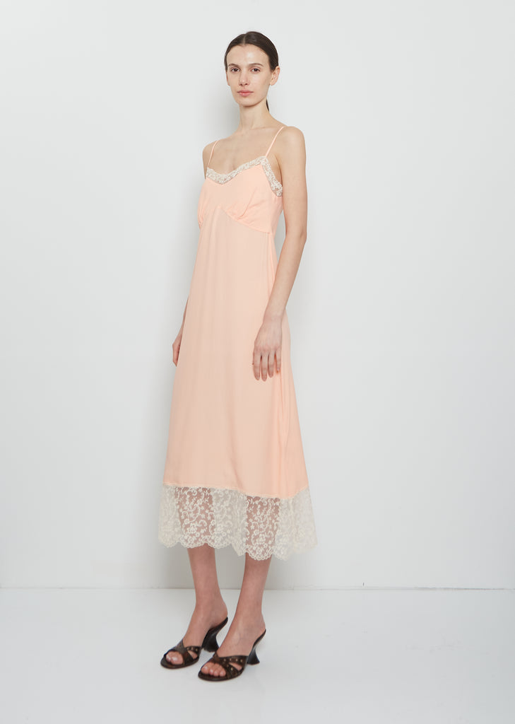 Silk Blend Lace Trim Slip Dress — Clementine