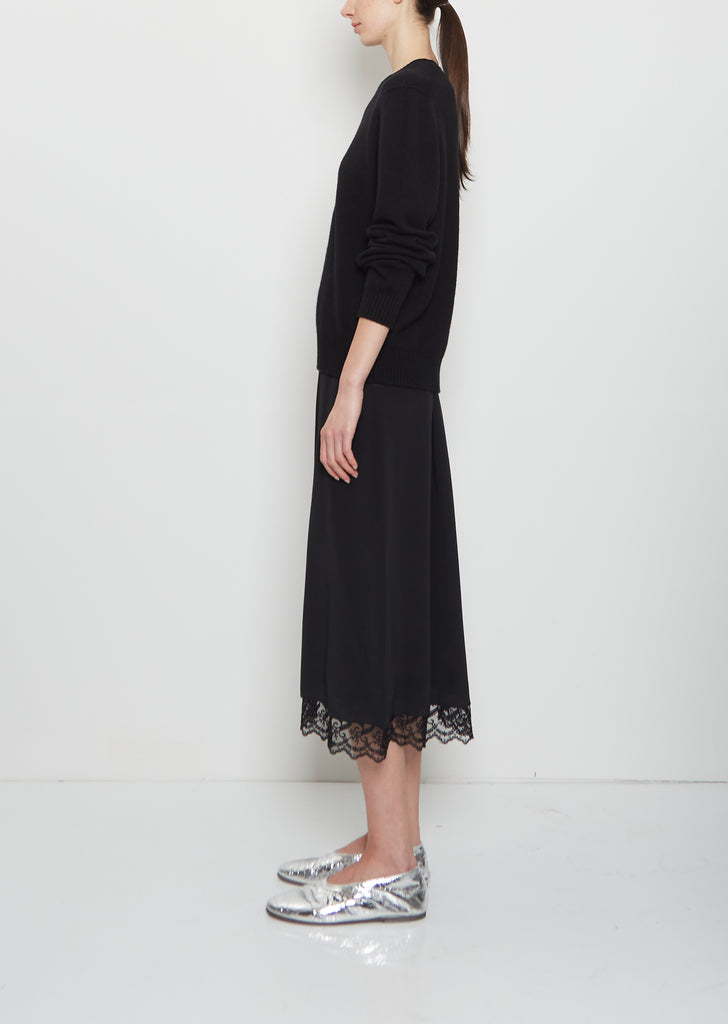 Lace Trim Negligee Skirt - Black