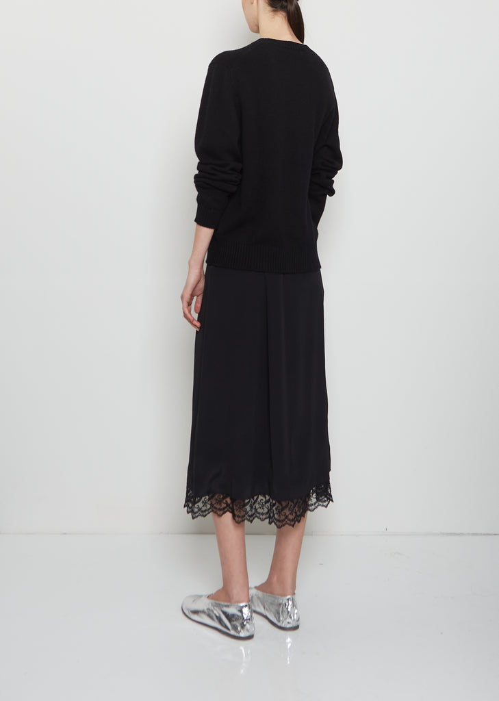 Lace Trim Negligee Skirt - Black