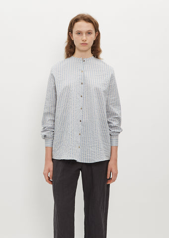 Striped Cotton Silk Shirt — Sky