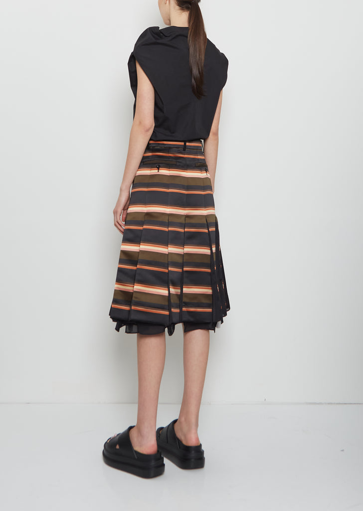 Horizontal Stripe Satin Skirt