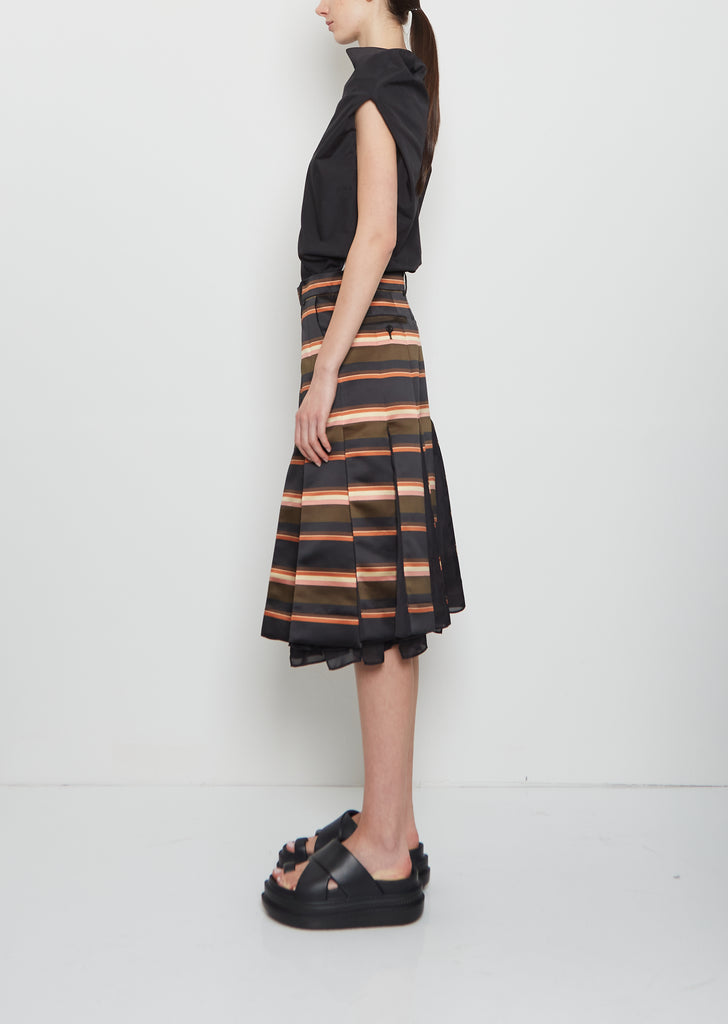 Horizontal Stripe Satin Skirt
