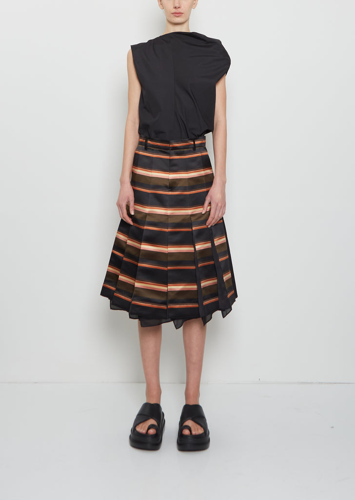 Horizontal Stripe Satin Skirt