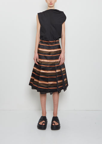 Horizontal Stripe Satin Skirt