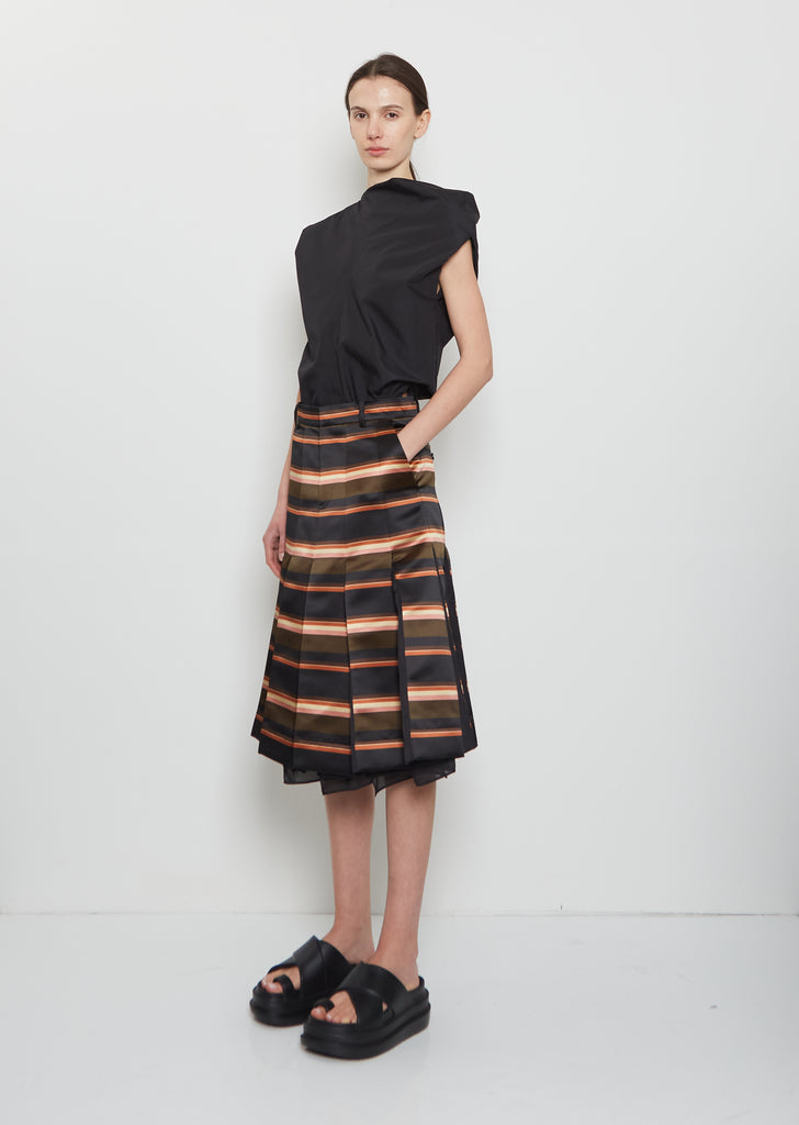 Horizontal Stripe Satin Skirt
