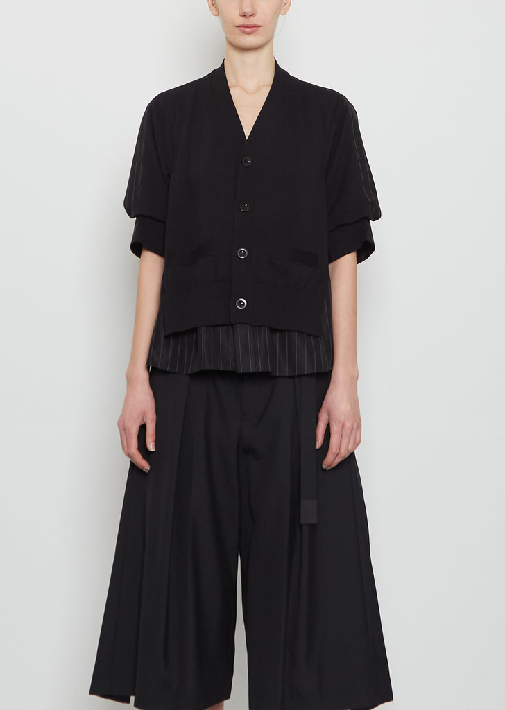 Chalk Stripe x Cotton Knit Cardigan