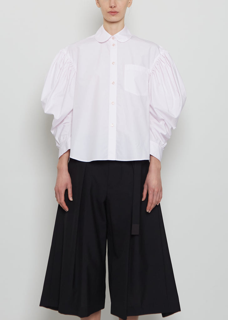 Cotton Draped Sleeve Boxy Shirt