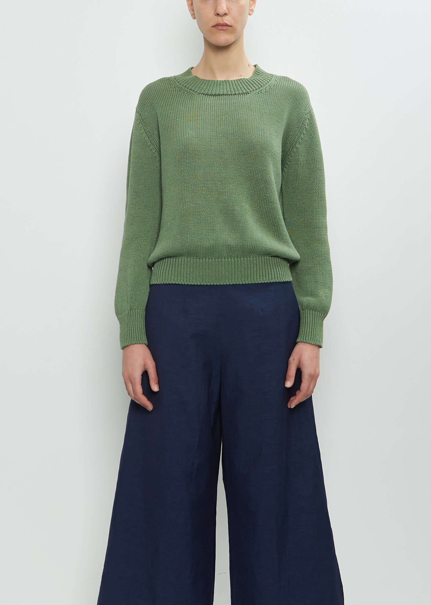 Linen Cotton Chunky Crew Neck Jumper – La Garçonne