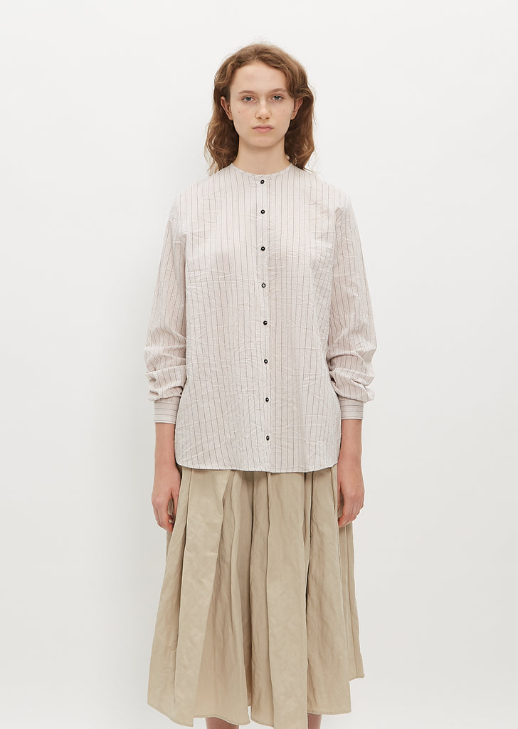 Striped Cotton Silk Shirt — Pink