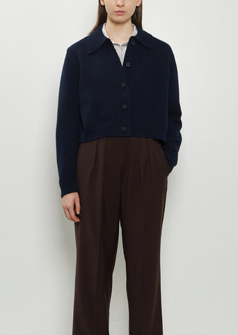 Merino Wool Cardigan Jacket — Navy