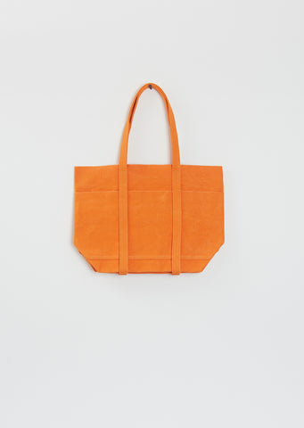 Washed Cotton 6 Pockets Tote, Small — Orange