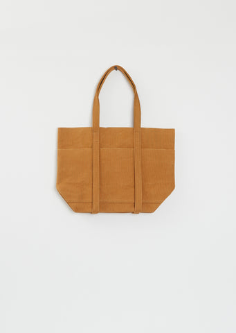 Washed Cotton 6 Pockets Tote, Small — Mustard