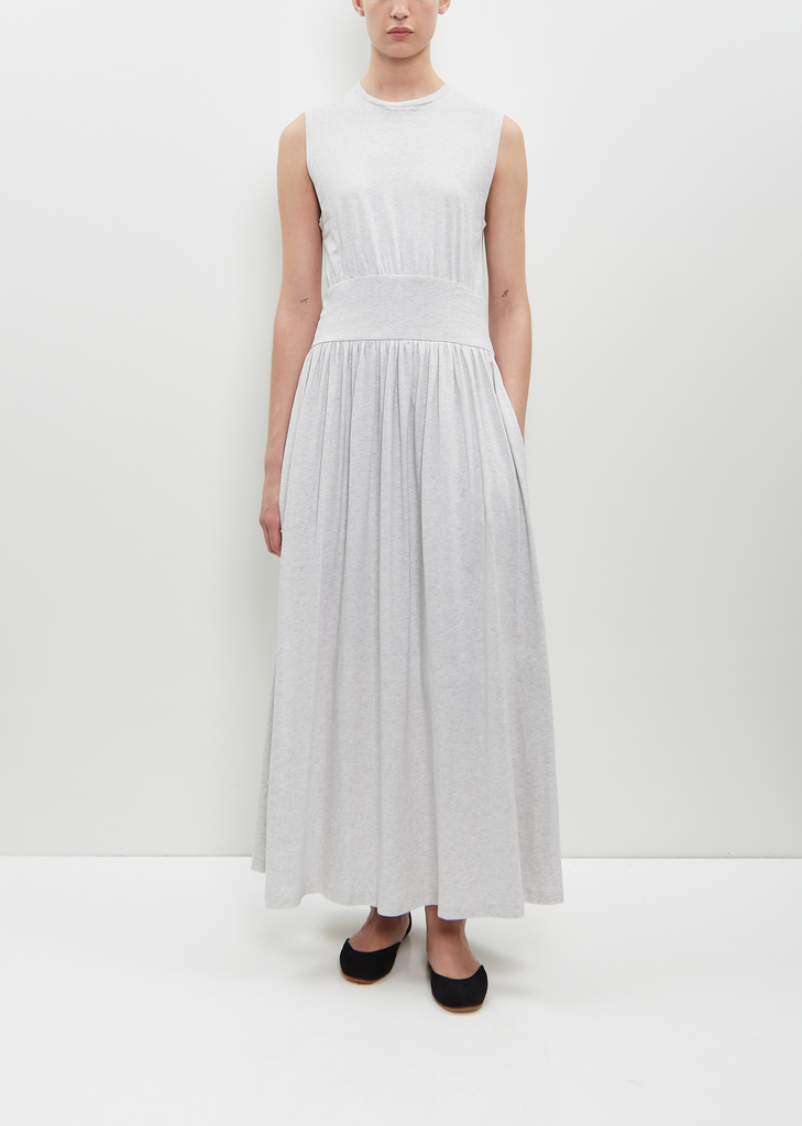 Sleeveless Cotton Tee Dress — Pale Grey Mélange