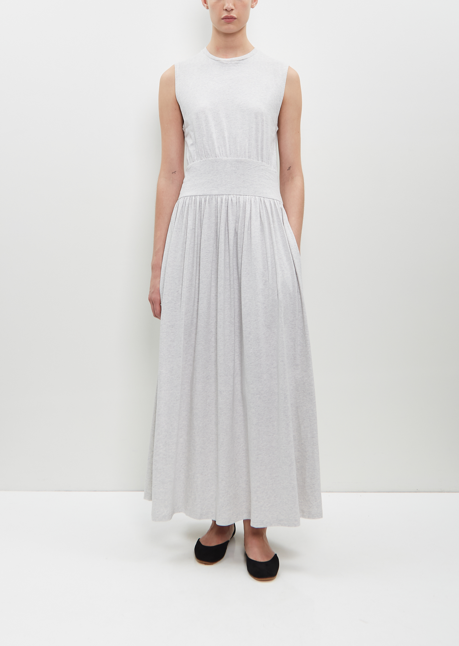 Sleeveless Cotton Tee Dress Pale Grey Mlange La Garonne Sleeveless Cotton Tee Dress Pale Grey Mlange La Garonne