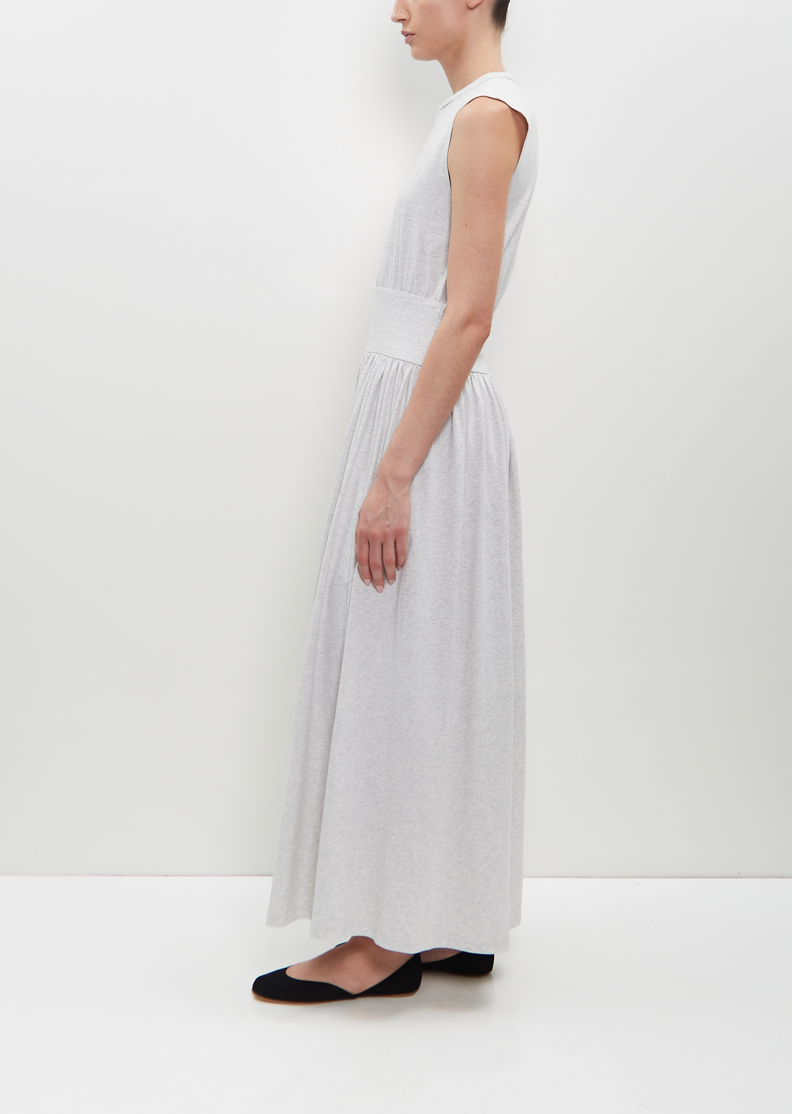 Sleeveless Cotton Tee Dress Pale Grey Mlange La Garonne Sleeveless Cotton Tee Dress Pale Grey Mlange La Garonne