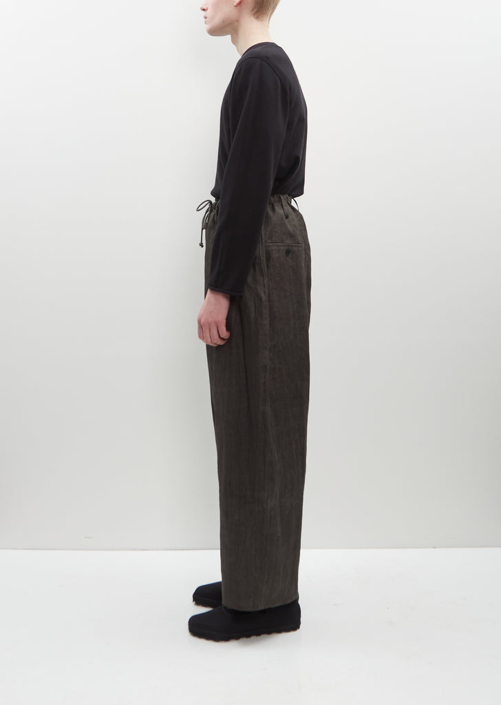 Linen Drawstring Wide Trouser