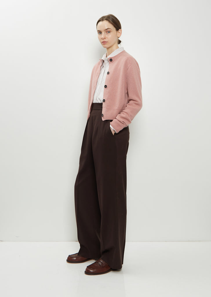Cropped Merino Wool Cashmere Cardigan — Pink