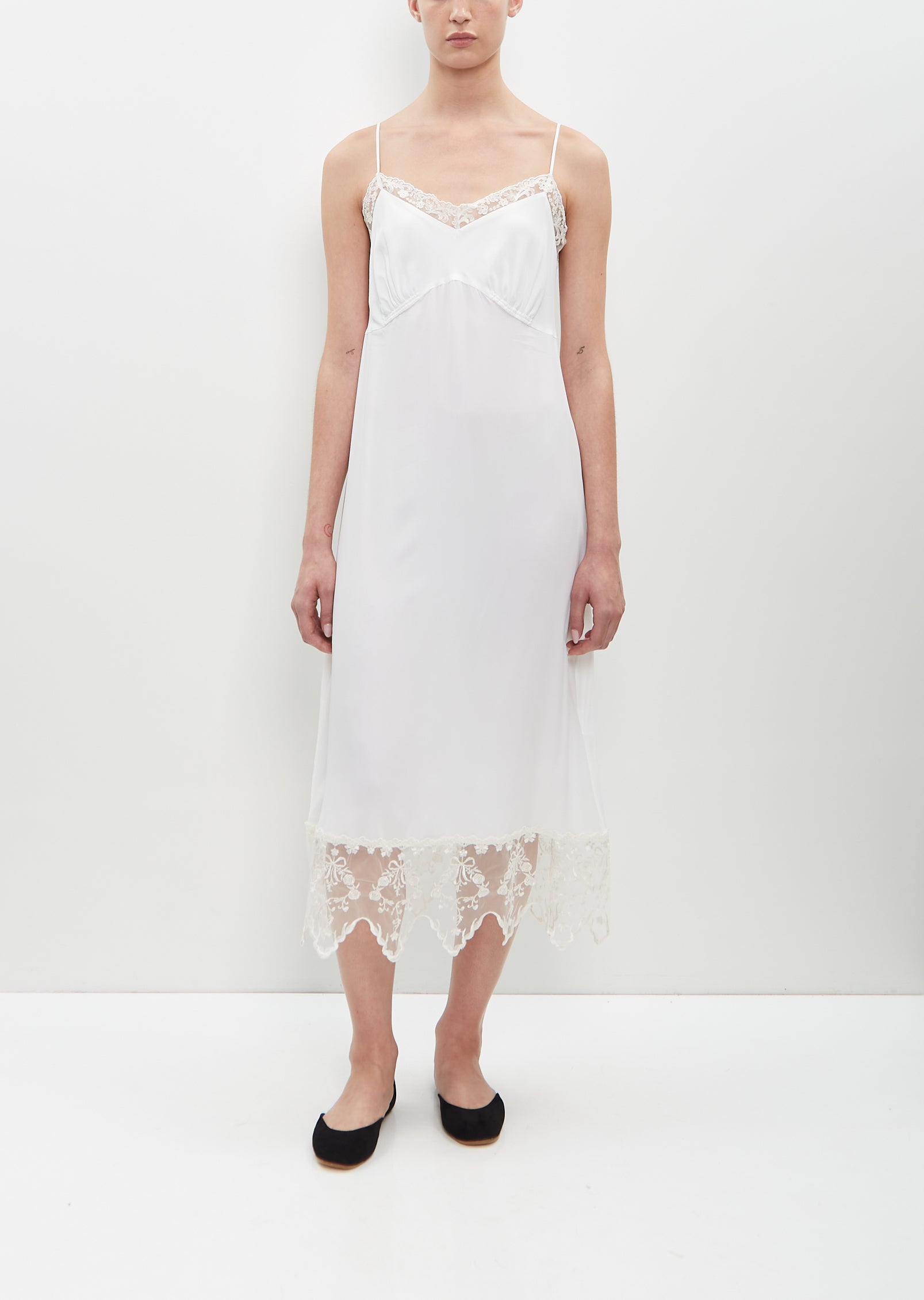 Lace Trim Slip Dress Ivory La Garonne Lace Trim Slip Dress Ivory La Garonne
