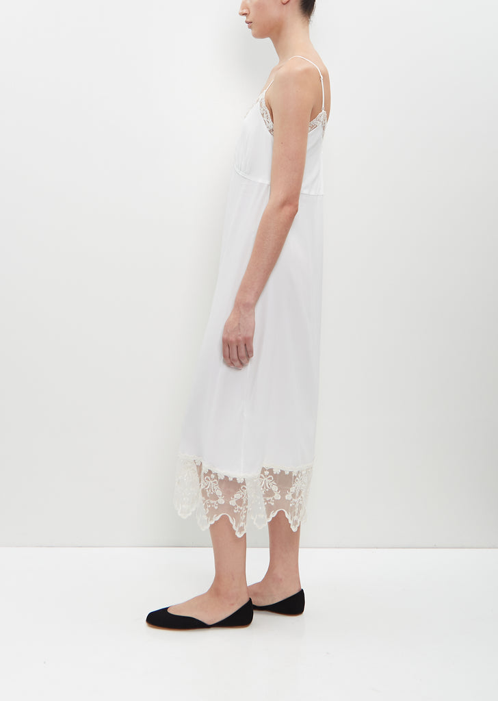 Lace Trim Slip Dress — Ivory
