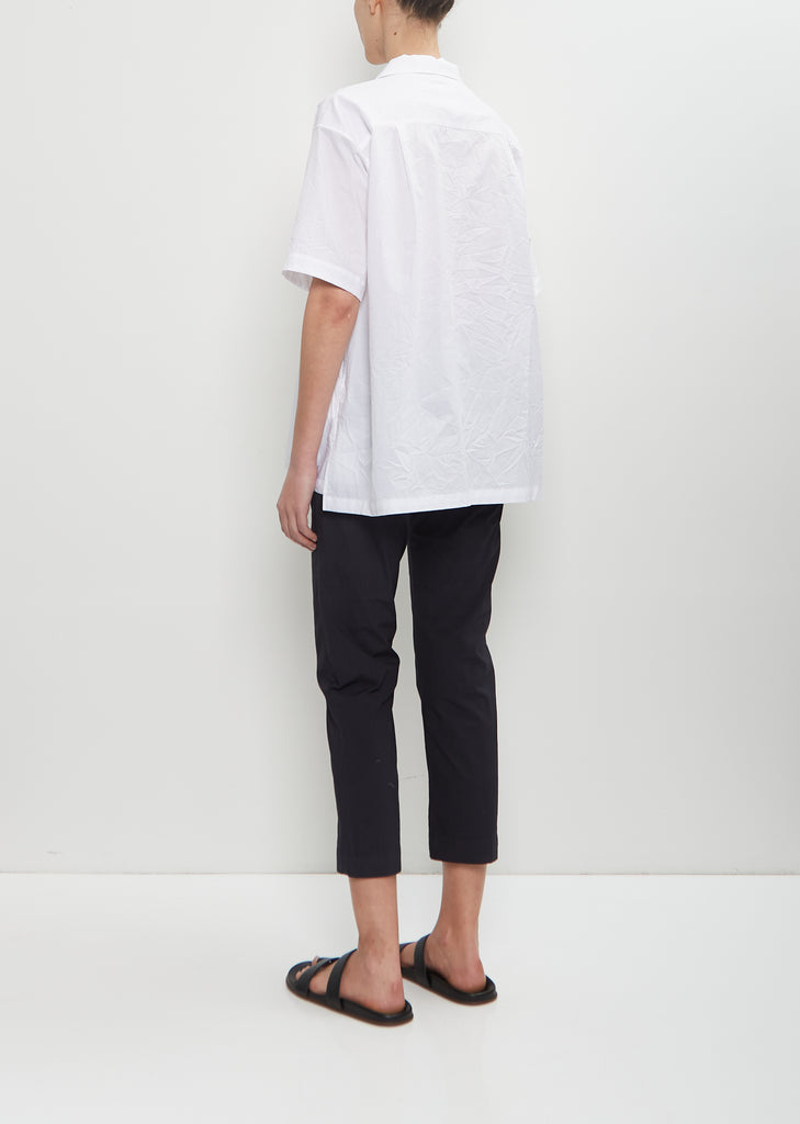 Cotton Open Collar Frill Shirt