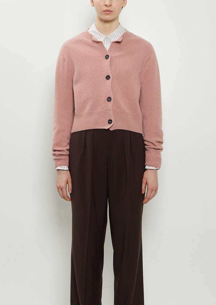 Cropped Merino Wool Cashmere Cardigan — Pink