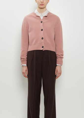 Cropped Merino Wool Cashmere Cardigan — Pink