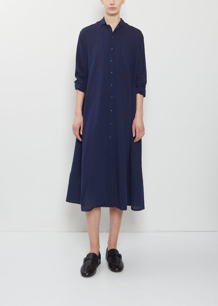 Organic Cotton Shirt Dress — Navy