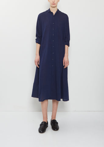 Organic Cotton Shirt Dress — Navy