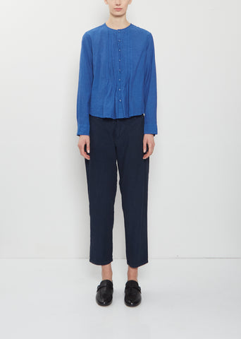 Linen Cotton Tapered Pants — Navy