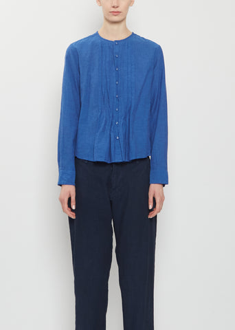Organic Cotton Pintucks Blouse — Blue