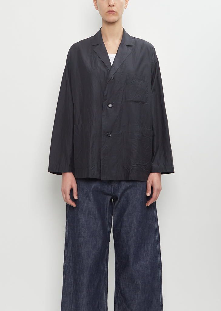 Cotton Silk Atelier Jacket — Black Navy