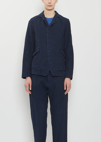 Linen Cotton Tailored Jacket — Navy