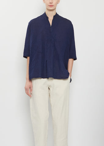 Organic Cotton Pullover Blouse — Navy