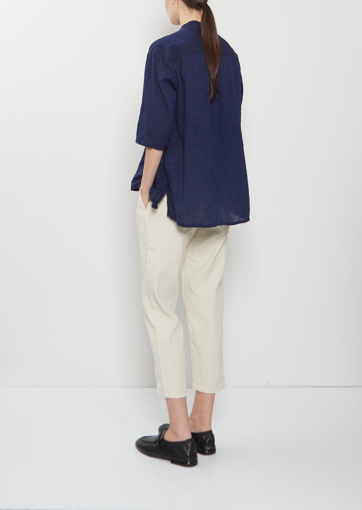 Organic Cotton Pullover Blouse — Navy
