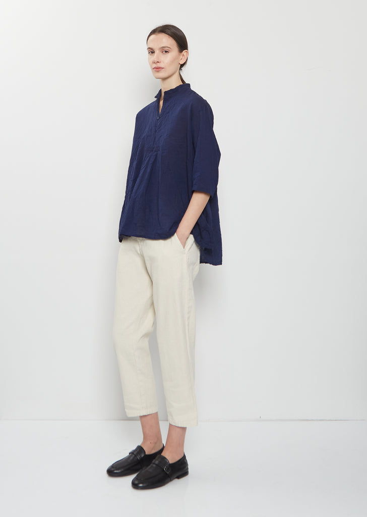Organic Cotton Pullover Blouse — Navy