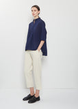 Organic Cotton Pullover Blouse — Navy