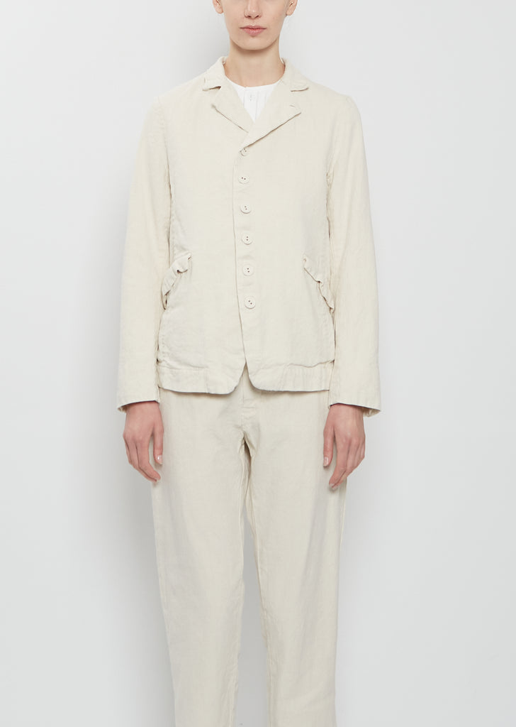 Linen Cotton Tailored Jacket — Ivory