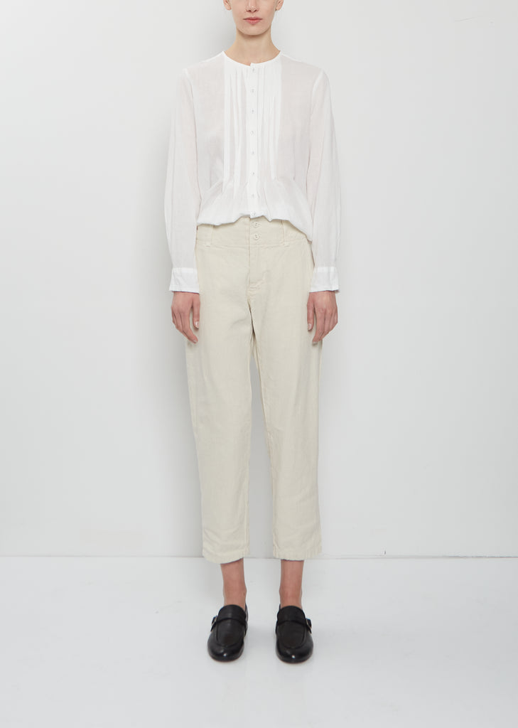 Linen Cotton Tapered Pants — Ivory