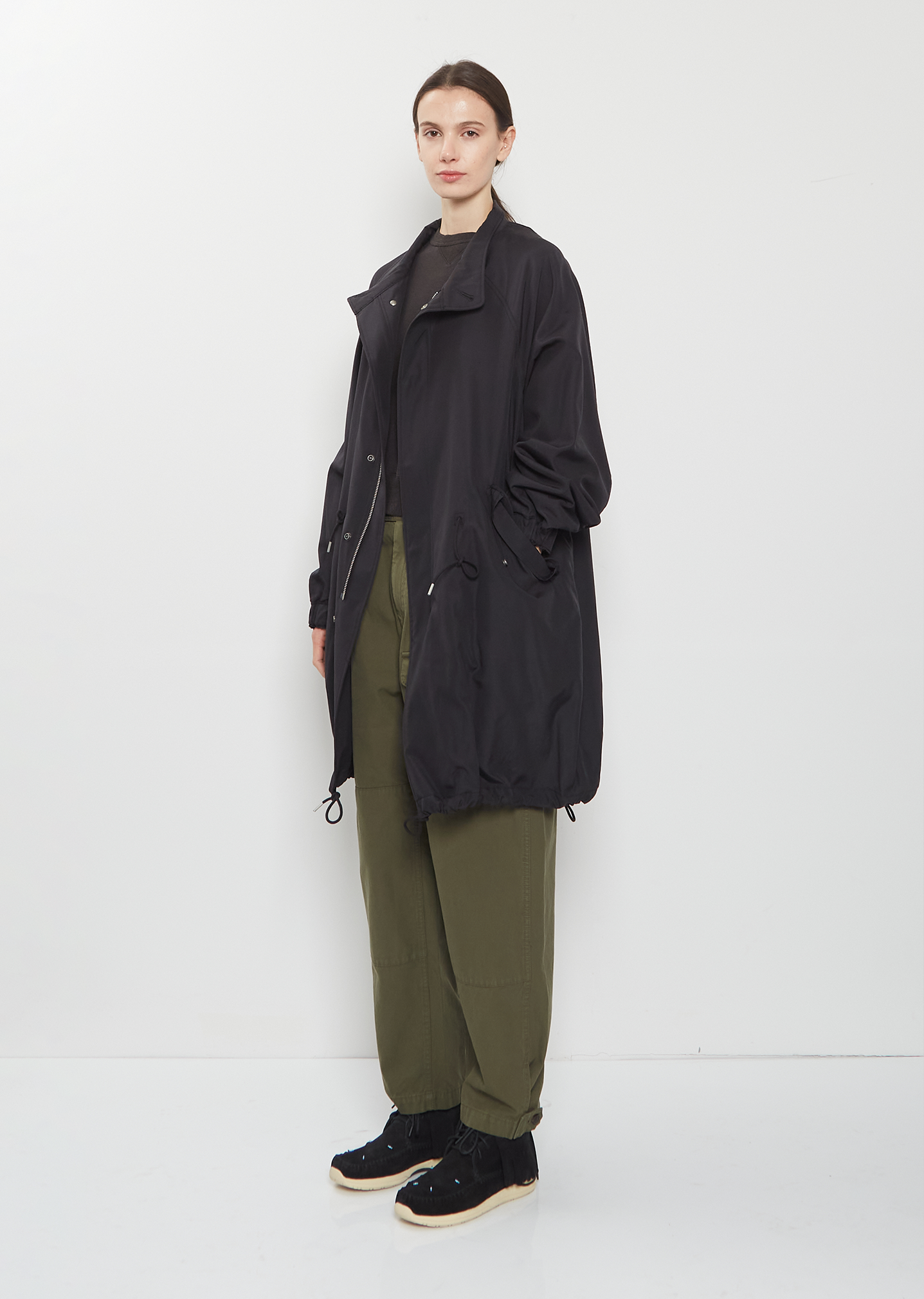 Six-Five Fishtail Silk Wool Parka — Black – La Garçonne Six-Five Fishtail Silk Wool Parka — Black – La Garçonne