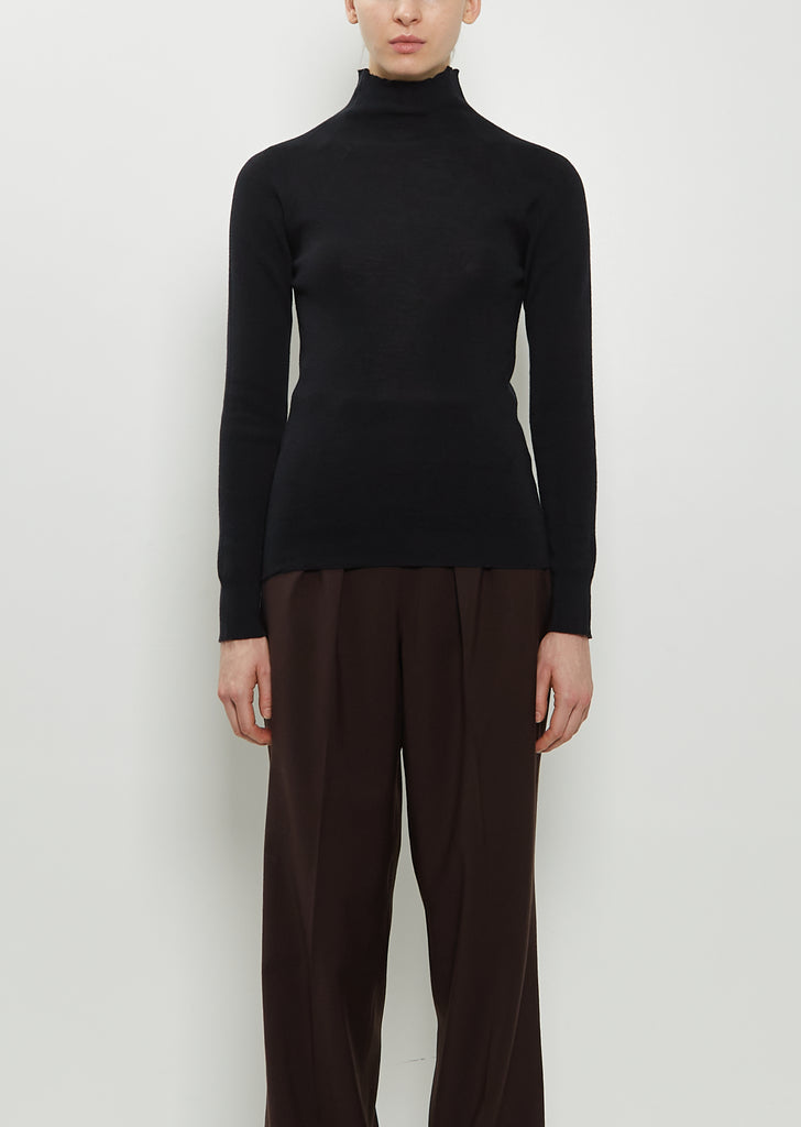 Ribbed Wool High Neck Jumper
